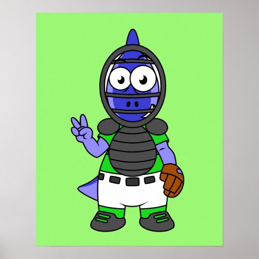 Illustration eines Parasaurolophus-Baseballfängers Poster (Vorne)