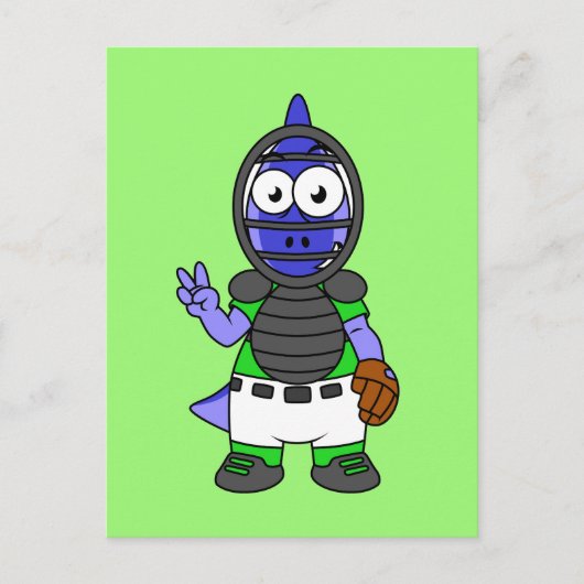 Illustration eines Parasaurolophus-Baseballfängers Postkarte (Vorderseite)