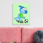 Illustration eines Parasaurolophus, der Fußball sp Leinwanddruck (Insitu (Wohnzimmer))