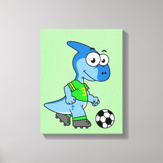Illustration eines Parasaurolophus, der Fußball sp Leinwanddruck (Vorderseite)