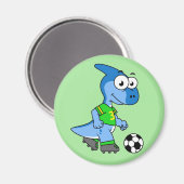 Illustration eines Parasaurolophus, der Fußball sp Magnet (Vorderseite/Rückseite)