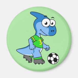 Illustration eines Parasaurolophus, der Fußball sp Magnet