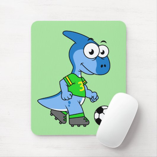 Illustration eines Parasaurolophus, der Fußball sp Mousepad (Mit Mouse)