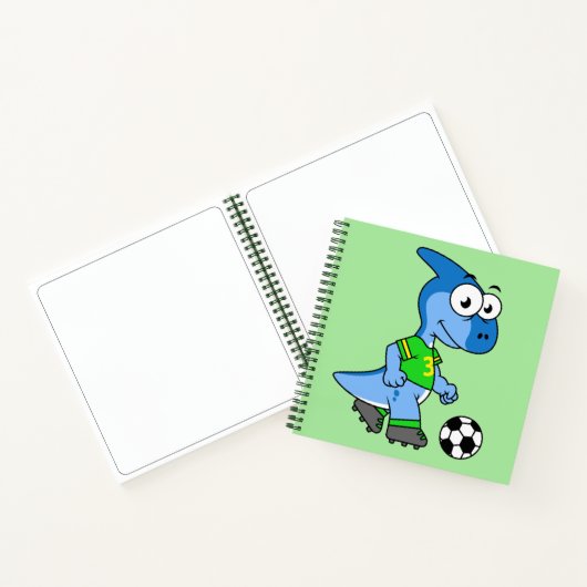 Illustration eines Parasaurolophus, der Fußball sp Notizblock (Innenseite)