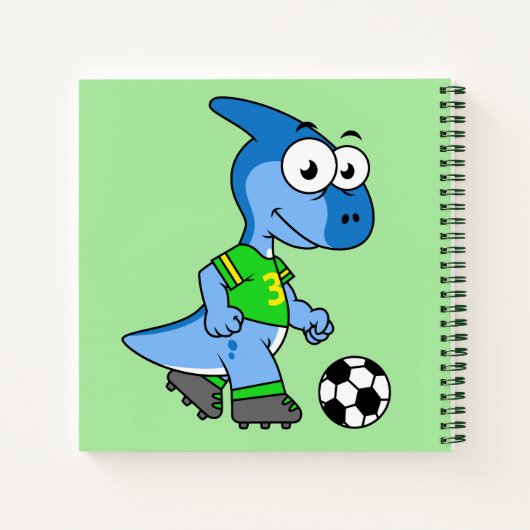 Illustration eines Parasaurolophus, der Fußball sp Notizblock (Rückseite)