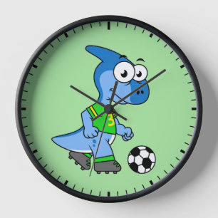 Illustration eines Parasaurolophus, der Fußball sp Uhr