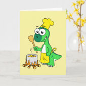 Illustration eines Parasaurolophus-Dinosaurier-Koc Karte (Gelbe Blume)