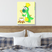 Illustration eines Parasaurolophus-Dinosaurier-Koc Leinwanddruck (Insitu (Schlafzimmer))