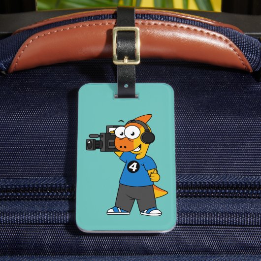 Illustration eines Parasaurolophus-Kamerabetreiber Gepäckanhänger (Vorderseite Insitu 2)