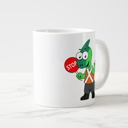 Illustration eines Parasaurolophus-Verkehrssünders Jumbo-Tasse (Vorderseite Rechts)