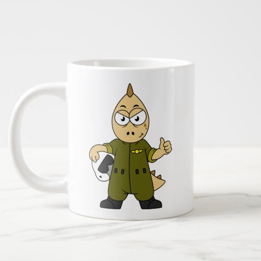 Illustration eines Piloten von Allosaurus Jet. Jumbo-Tasse (Links)