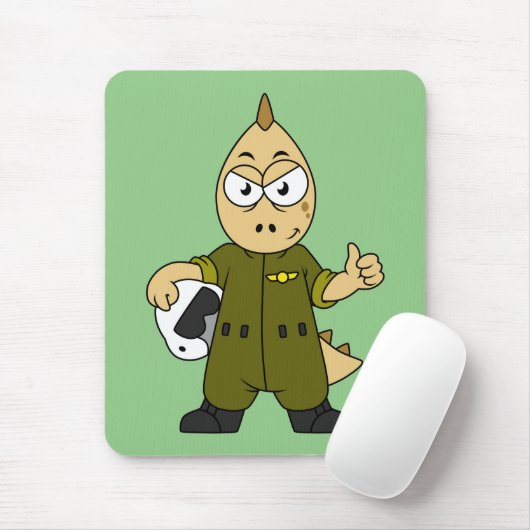 Illustration eines Piloten von Allosaurus Jet. Mousepad (Mit Mouse)