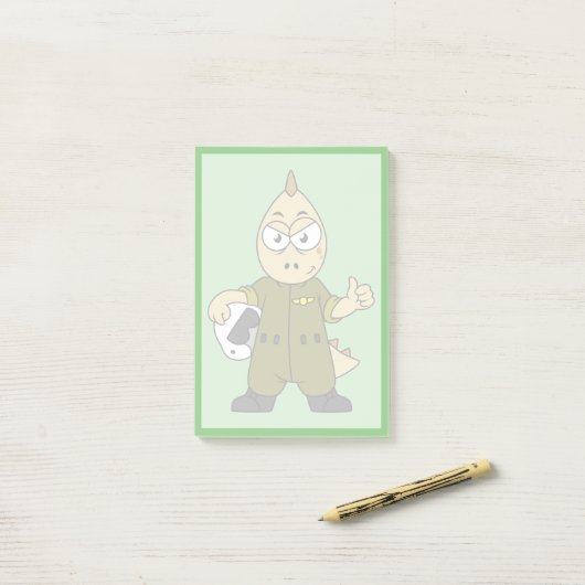 Illustration eines Piloten von Allosaurus Jet. Post-it Klebezettel (Auf Schreibtisch)