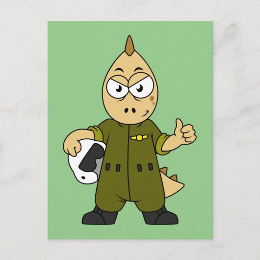 Illustration eines Piloten von Allosaurus Jet. Postkarte (Vorderseite)