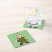 Illustration eines Piloten von Allosaurus Jet. Rechteckiger Pappuntersetzer (Vor Ort)