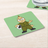 Illustration eines Piloten von Allosaurus Jet. Rechteckiger Pappuntersetzer (angewinkelt)