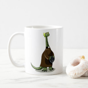 Illustration eines Plateosaurus, der als Priester  Kaffeetasse