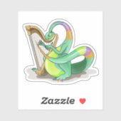 Illustration eines Plateosaurus, der die Harfe spi Aufkleber (Blatt)