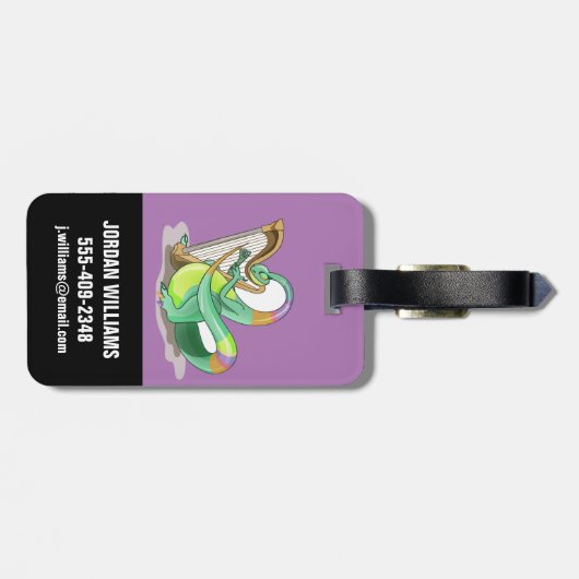 Illustration eines Plateosaurus, der die Harfe spi Gepäckanhänger (Rückseite horizontal)