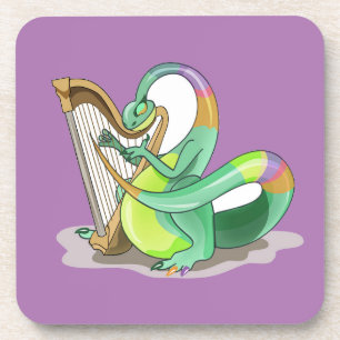 Illustration eines Plateosaurus, der die Harfe spi Getränkeuntersetzer