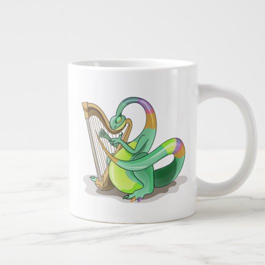 Illustration eines Plateosaurus, der die Harfe spi Jumbo-Tasse (Rechts)