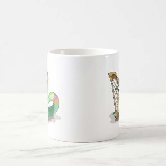 Illustration eines Plateosaurus, der die Harfe spi Kaffeetasse (Mittel)