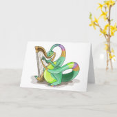 Illustration eines Plateosaurus, der die Harfe spi Karte (Gelbe Blume)