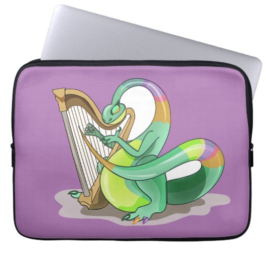 Illustration eines Plateosaurus, der die Harfe spi Laptopschutzhülle (Vorderseite)