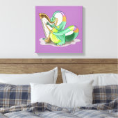 Illustration eines Plateosaurus, der die Harfe spi Leinwanddruck (Insitu (Schlafzimmer))