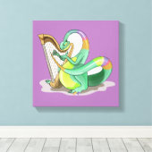 Illustration eines Plateosaurus, der die Harfe spi Leinwanddruck (Insitu (Holzboden))