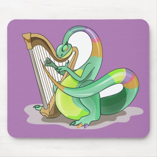Illustration eines Plateosaurus, der die Harfe spi Mousepad (Vorne)