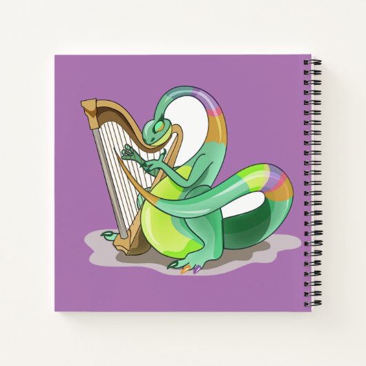 Illustration eines Plateosaurus, der die Harfe spi Notizblock (Rückseite)