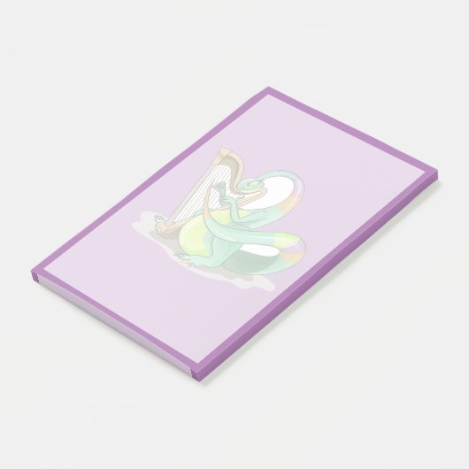 Illustration eines Plateosaurus, der die Harfe spi Post-it Klebezettel (angewinkelt)