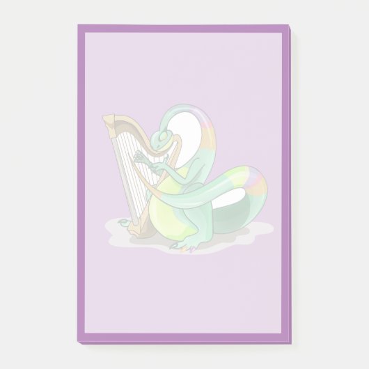 Illustration eines Plateosaurus, der die Harfe spi Post-it Klebezettel (Vorderseite)