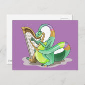 Illustration eines Plateosaurus, der die Harfe spi Postkarte (Vorne/Hinten)