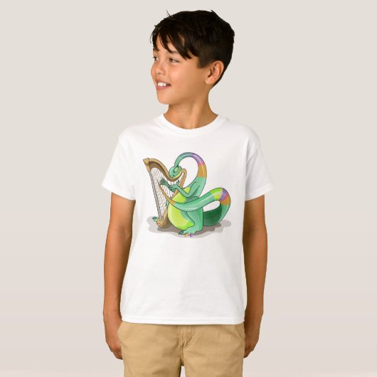 Illustration eines Plateosaurus, der die Harfe spi T-Shirt (Vorne ganz)