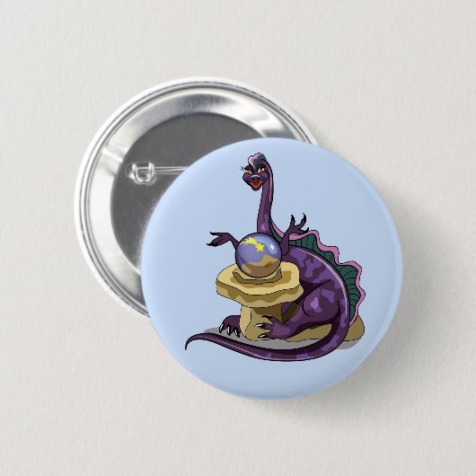 Illustration eines Plateosaurus Fortune Teller. Button (Vorne & Hinten)