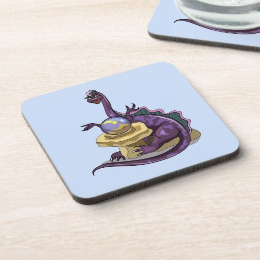 Illustration eines Plateosaurus Fortune Teller. Getränkeuntersetzer (Linke Seite)