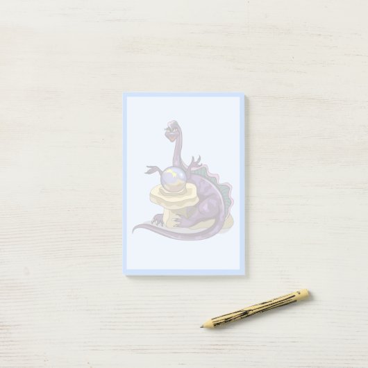 Illustration eines Plateosaurus Fortune Teller. Post-it Klebezettel (Auf Schreibtisch)