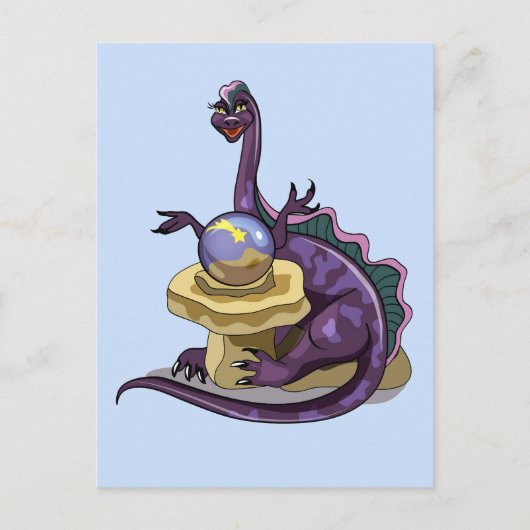 Illustration eines Plateosaurus Fortune Teller. Postkarte (Vorderseite)
