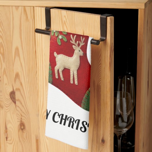 Illustration eines Plüsch-Weihnachtsstrumpfs Geschirrtuch (Drittel gefaltet)