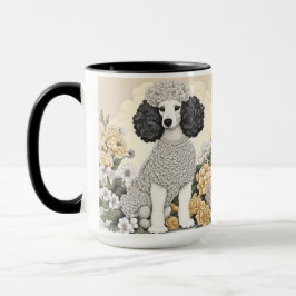 Illustration eines Poodles in Whimsikalen Blume Tasse