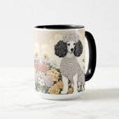 Illustration eines Poodles in Whimsikalen Blume Tasse (VorderseiteRechts)