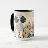 Illustration eines Poodles in Whimsikalen Blume Tasse (Vorderseite Links)