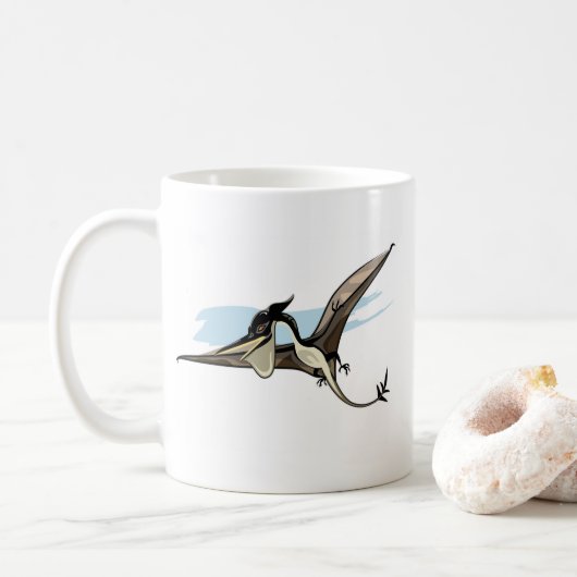 Illustration eines Pteranodon Dinosauriers. Kaffeetasse (Mit Donut)