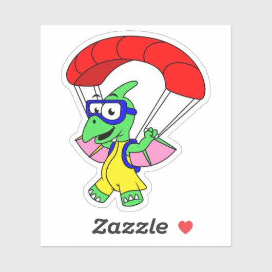 Illustration eines Pterodactylparachuting. Aufkleber (Blatt)