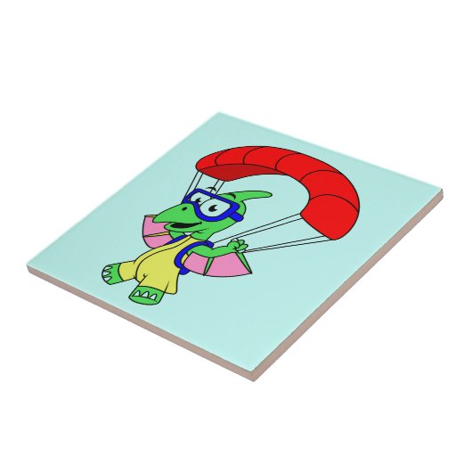 Illustration eines Pterodactylparachuting. Fliese (Seite)