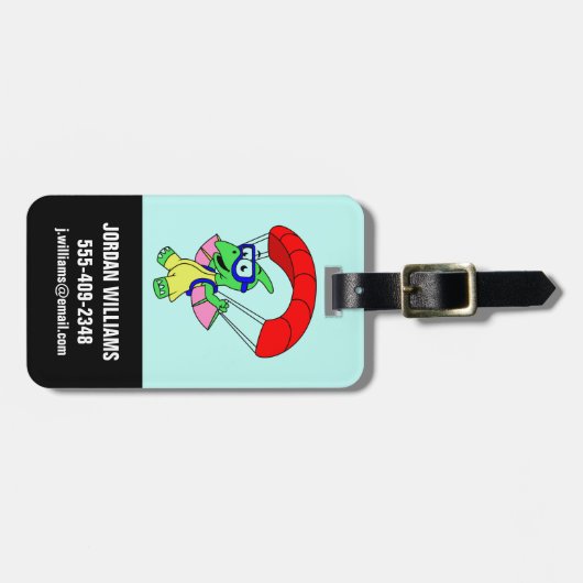 Illustration eines Pterodactylparachuting. Gepäckanhänger (Vorderseite horizontal)