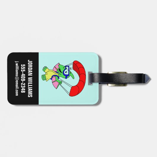 Illustration eines Pterodactylparachuting. Gepäckanhänger (Rückseite horizontal)