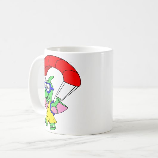 Illustration eines Pterodactylparachuting. Kaffeetasse (Vorderseite Links)